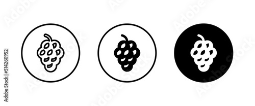 Grape Icon Food Fruits  bunches of grapes icons editable stroke  flat design style isolated on white