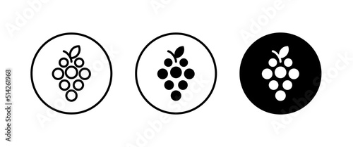 Grape Icon Food Fruits, bunches of grapes icons editable stroke, flat design style isolated on white