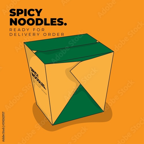 Fast food packaging template in green and yellow and good template for noodles packaging design