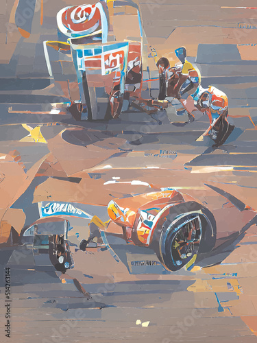 painting of sports car crash on the road