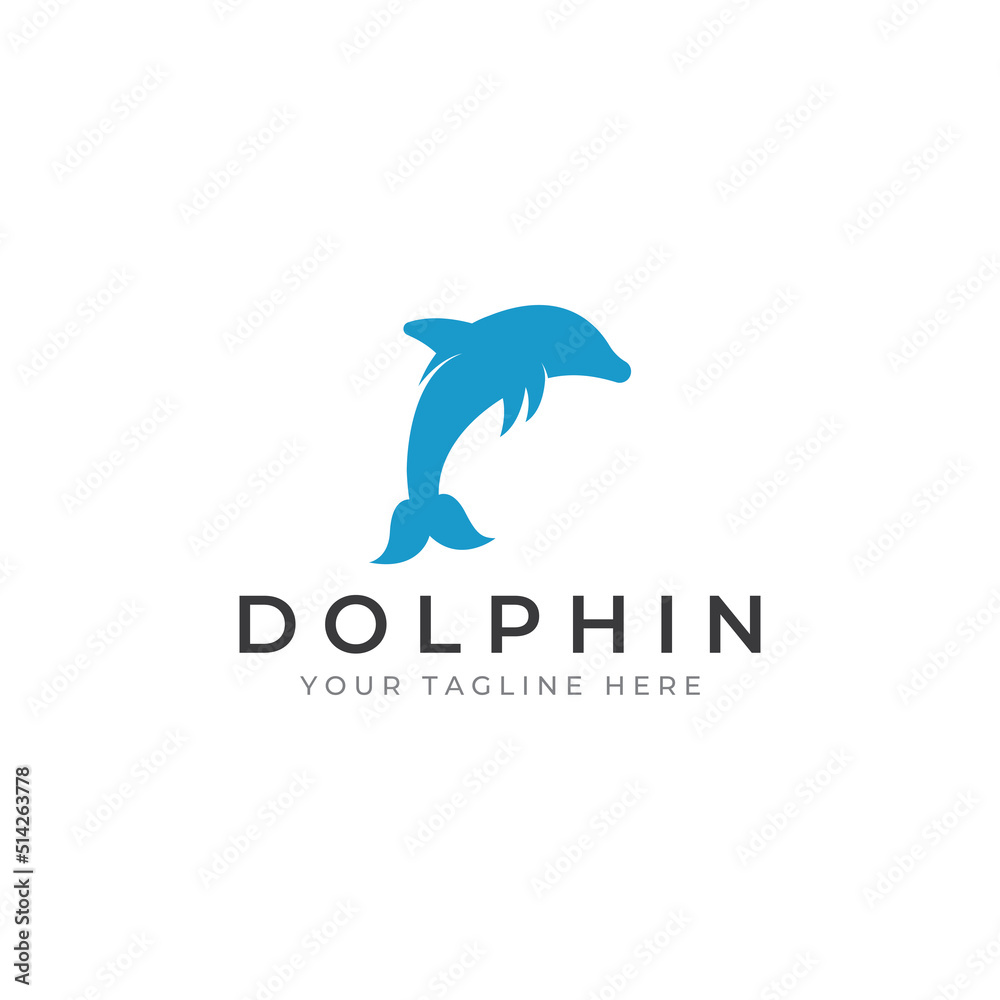 Dolphin logo. Dolphin jumping on the waves of sea or beach. With vector illustration editing. Dolphin logo. Dolphin jumping on the waves of sea or beach. With vector illustration editing.