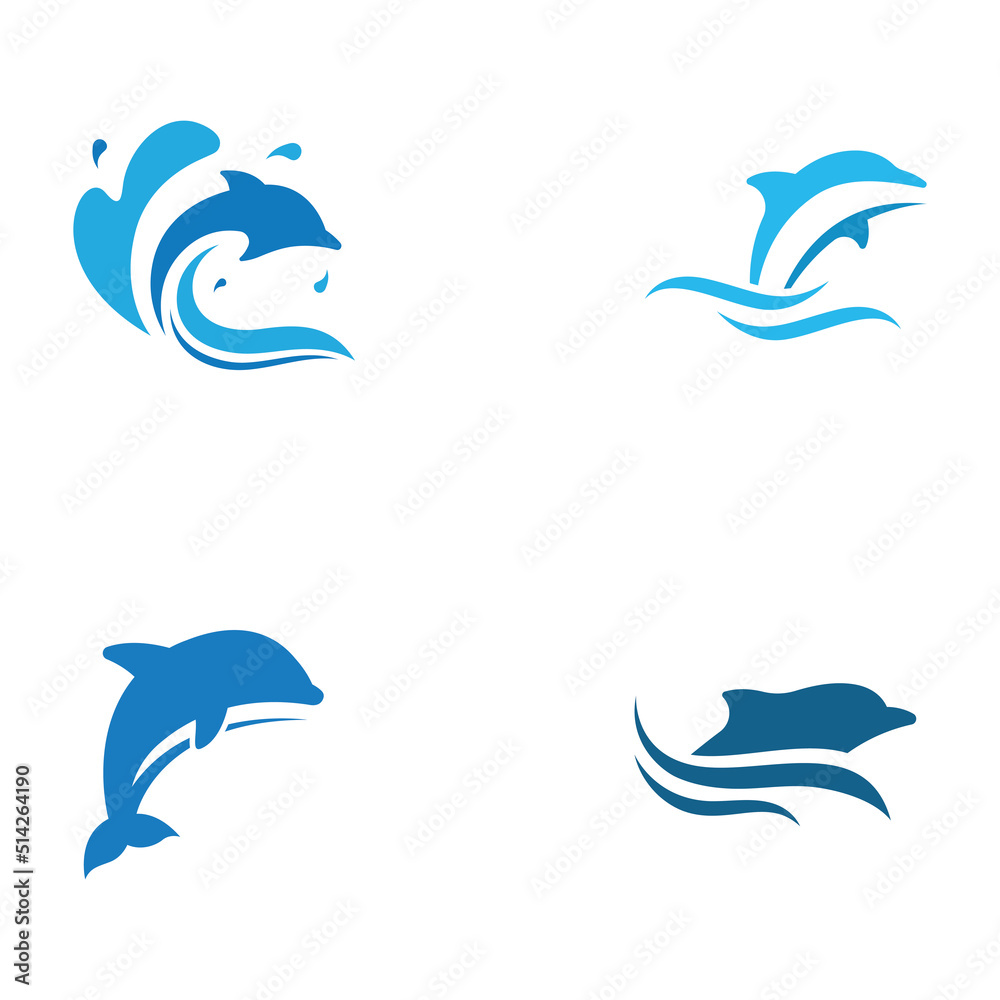 Dolphin logo. Dolphin jumping on the waves of sea or beach. With vector illustration editing. Dolphin logo. Dolphin jumping on the waves of sea or beach. With vector illustration editing.