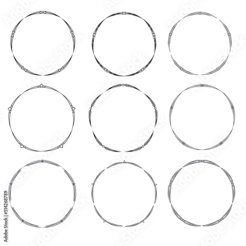 Set of circle round frame border icon