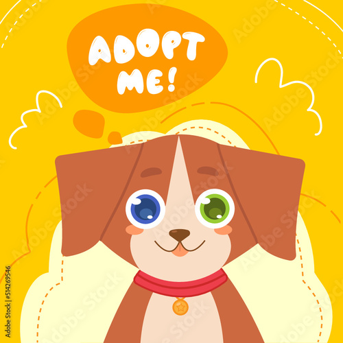 Homeless dog. Adopt a pet illustration 