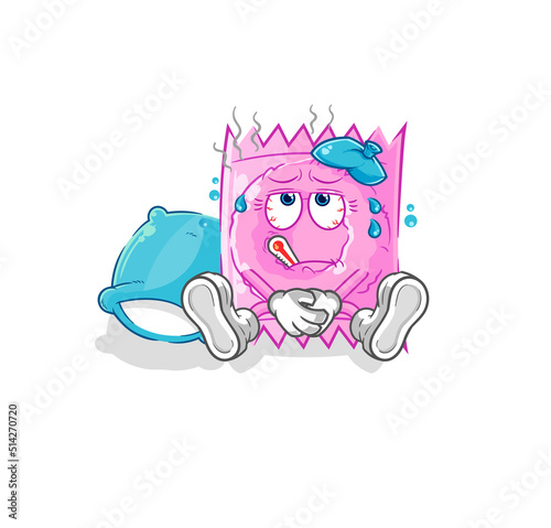 condom sick vector. cartoon character