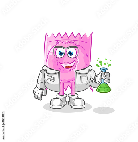 condom scientist character. cartoon mascot vector