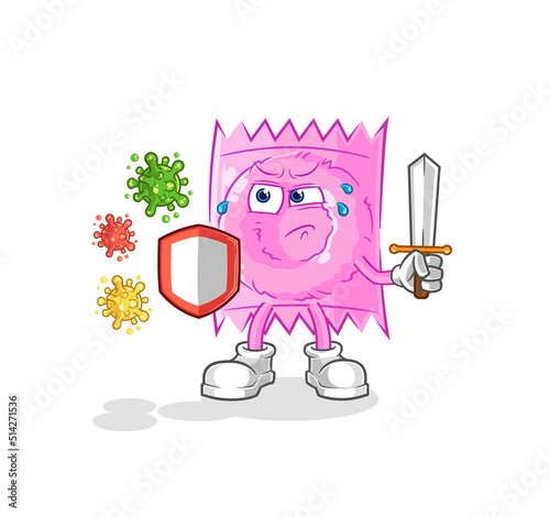 condom against viruses cartoon. cartoon mascot vector