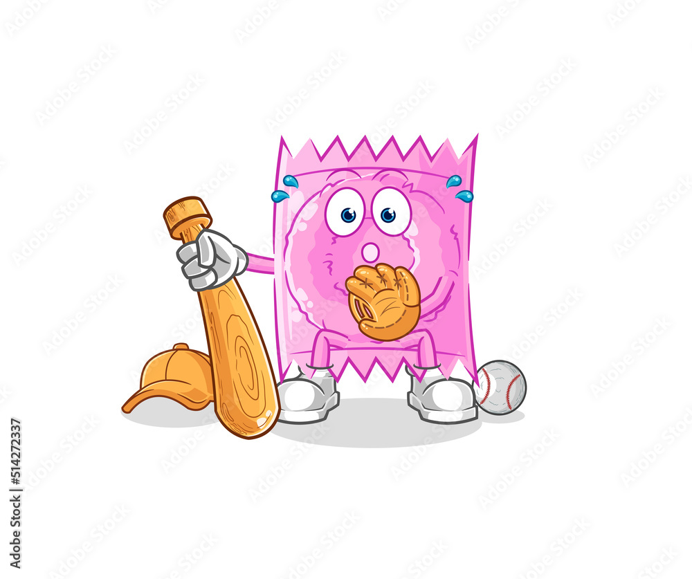 Fototapeta premium condom baseball Catcher cartoon. cartoon mascot vector