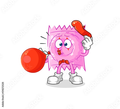 condom pantomime blowing balloon. cartoon mascot vector