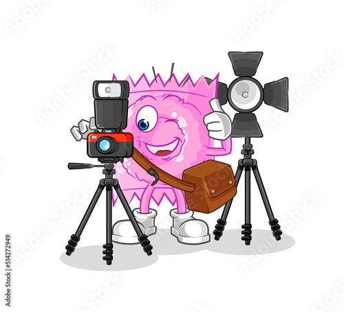 condom photographer character. cartoon mascot vector