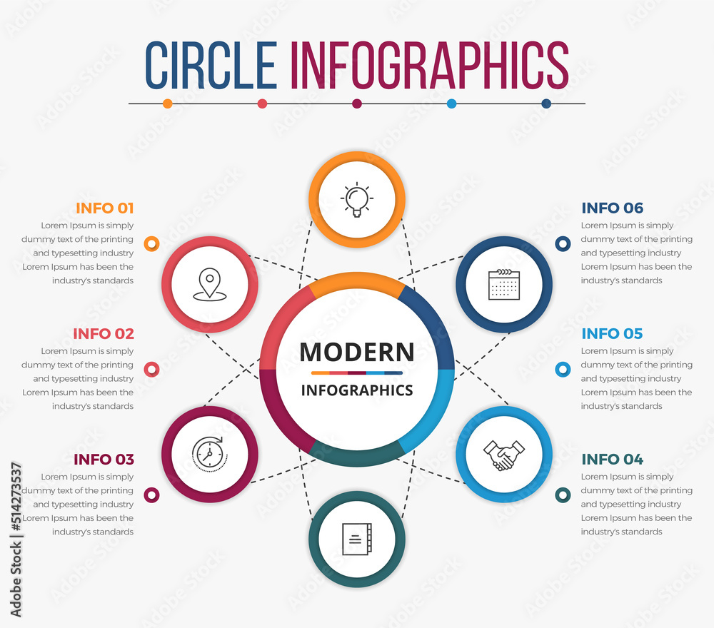 Simple Modern Circle Infographics with 06 Steps Simple Modern Circle Infographics with 06 Steps