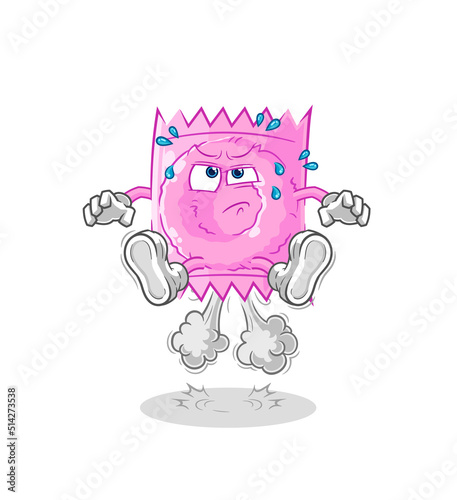 condom fart jumping illustration. character vector