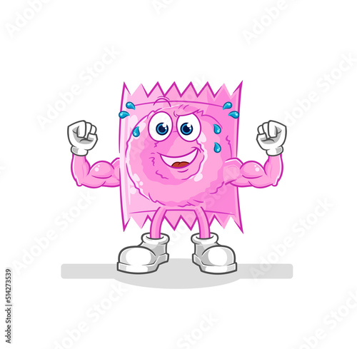 condom muscular cartoon. cartoon mascot vector
