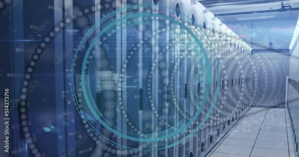 Animation of spots over data processing and server room Animation of spots over data processing and server room