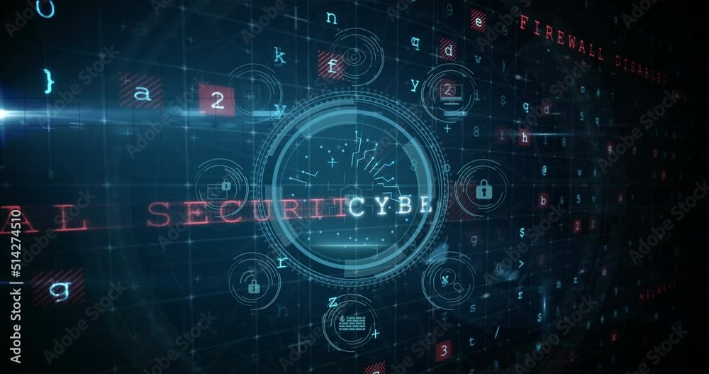 Animation of data processing and padlock over black background Animation of data processing and padlock over black background