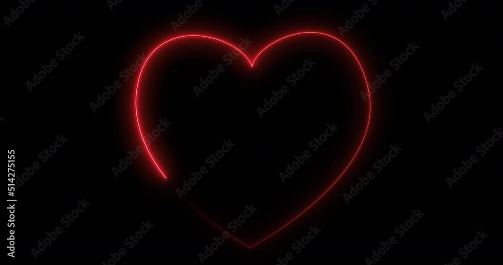 Animation of neon heart over black background Animation of neon heart over black background
