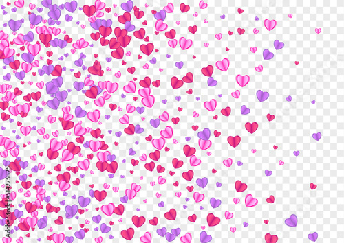 Violet Confetti Background Transparent Vector. Happy Frame Heart. Fond Romantic Backdrop. Pink Confetti Paper Pattern. Tender Fall Illustration.