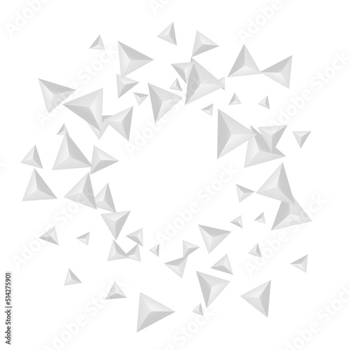 Fototapeta Naklejka Na Ścianę i Meble -  Greyscale Fractal Background White Vector. Triangle Concept Banner. Grizzly Shatter Card. Pyramid Geometry. Gray Triangular Tile.