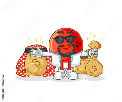 bowling ball rich arabian mascot. cartoon vector