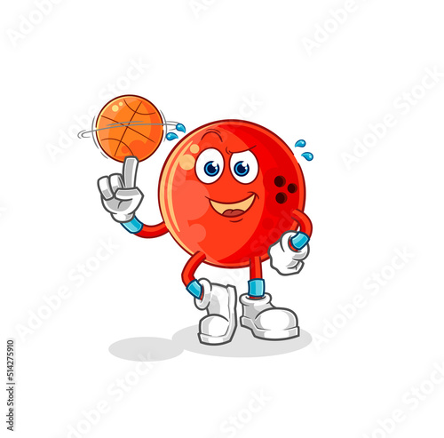 bowling ball playing basket ball mascot. cartoon vector