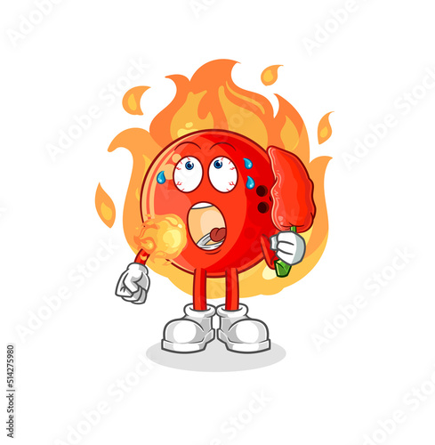 bowling ball eat hot chilie mascot. cartoon vector