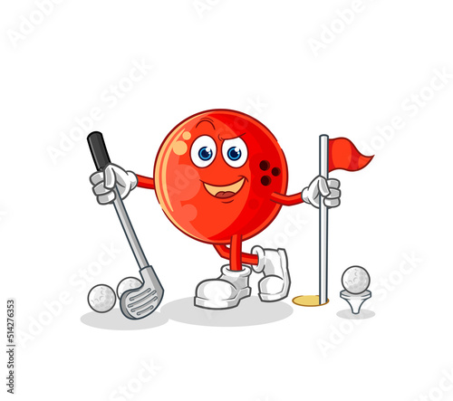 bowling ball playing golf vector. cartoon character