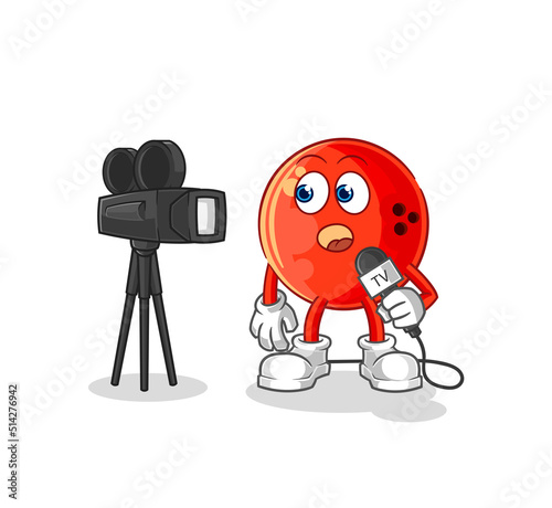 bowling ball tv reporter cartoon. cartoon mascot vector