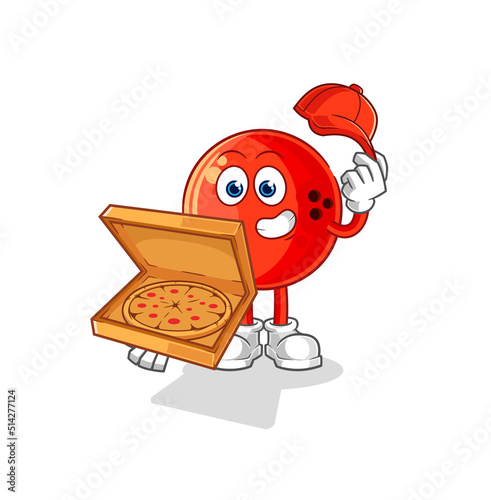 bowling ball pizza delivery boy vector. cartoon character