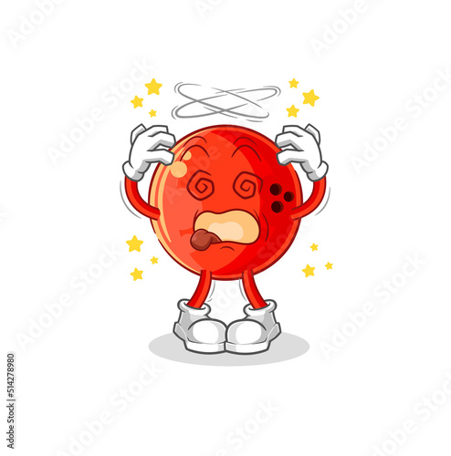 bowling ball dizzy head mascot. cartoon vector