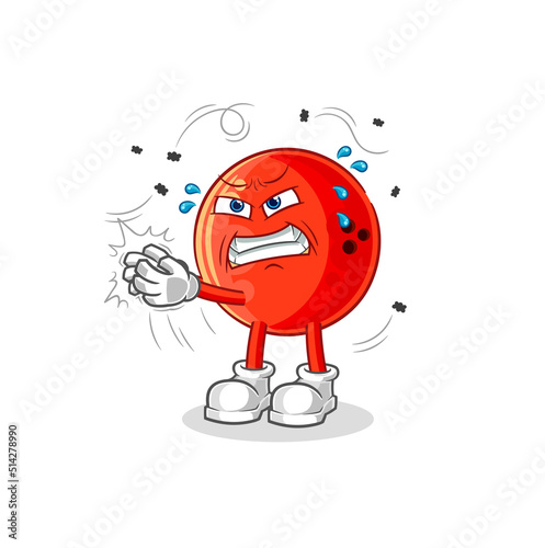 bowling ball swat fly character. cartoon mascot vector