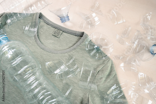 T-shirt made with fabric based in recycled materials as plastic bottles