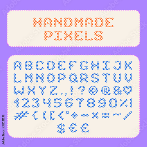 Handmade pixel font glyphs letters alphabet