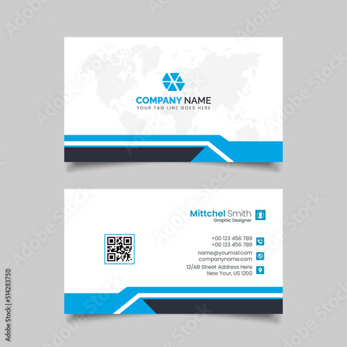 Blue color business card templet design, corporate business card design 