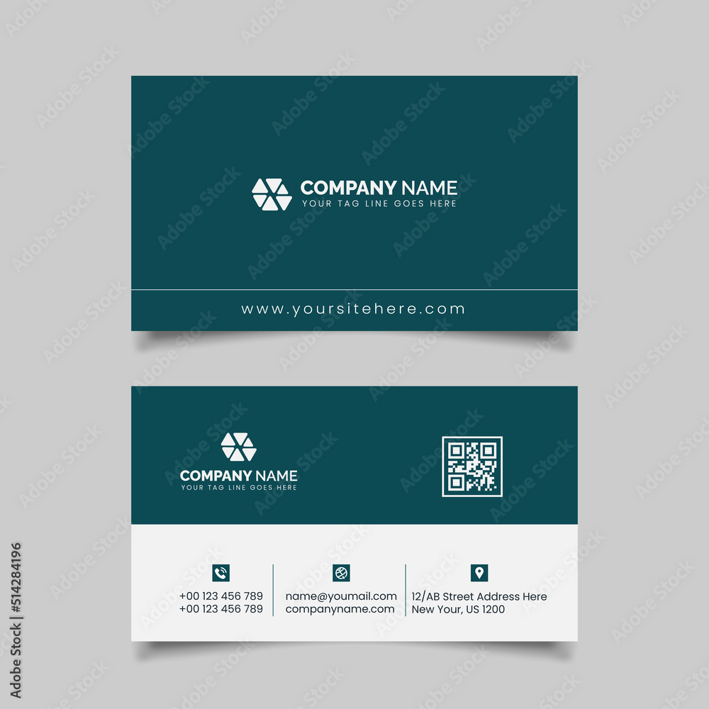 Modern business card design, double sided business card design template 