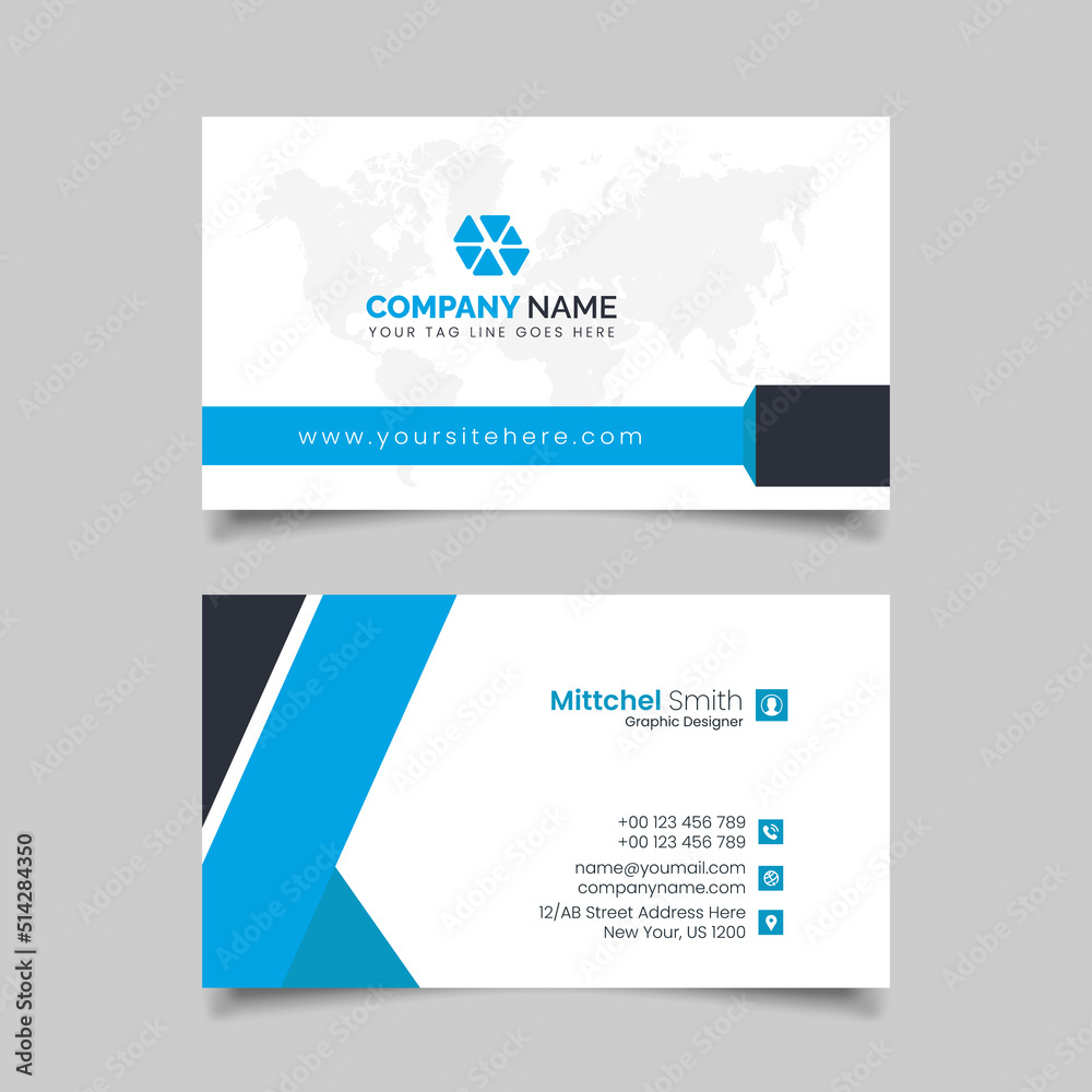 business card design. modern wavy theme, double sided business card design