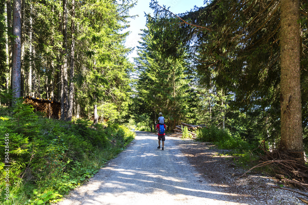 Wonderful mountain trekking route in South Tyrol. Beautiful natural landscapes.