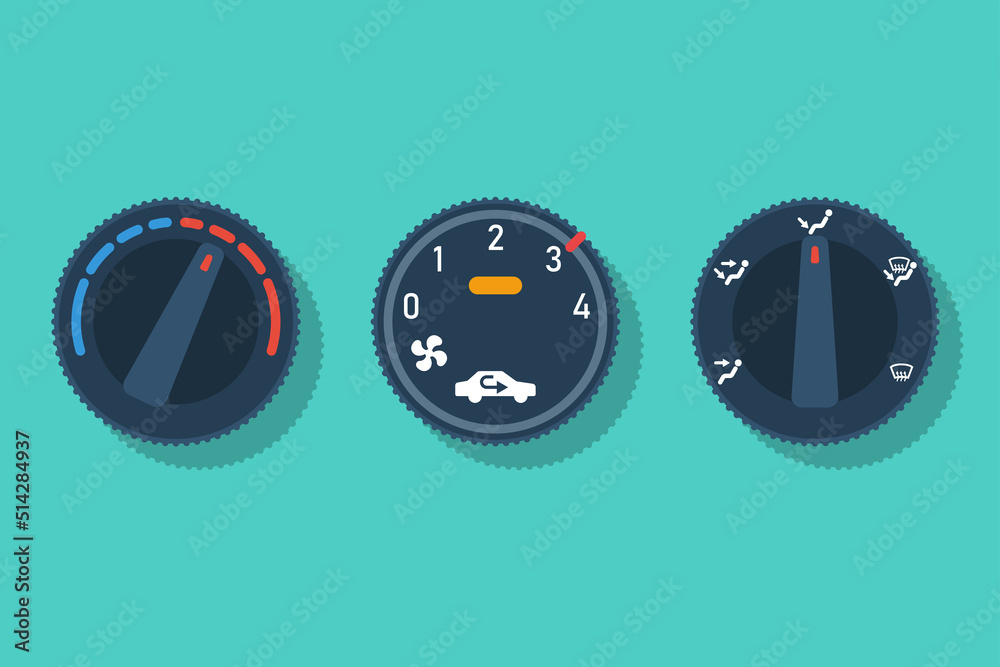 Vecteur Stock Climate control handle vector set. Air conditioning in