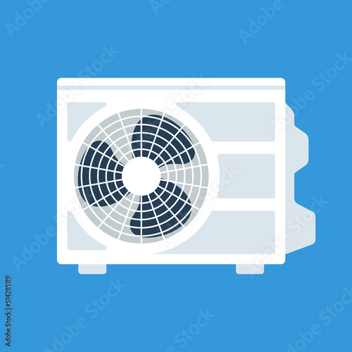 Outdoors block of air conditioning. Vector illustration flat design. Isolated on background. Conditioner cartoon.