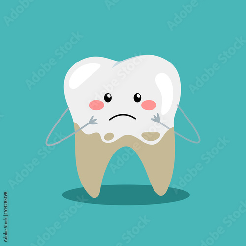 Illustration of aching tooth. Periodontitis. Vector illustration