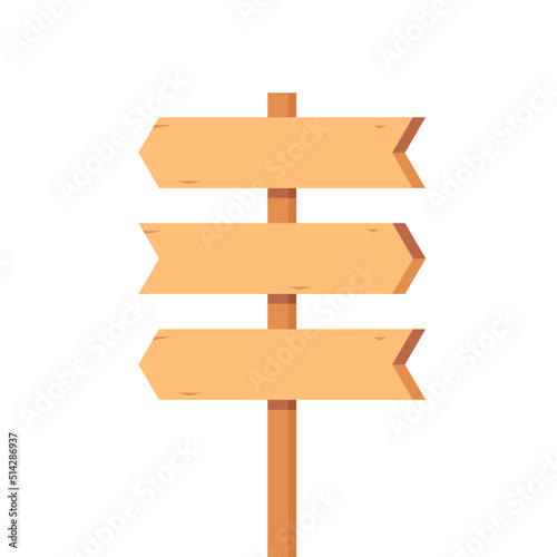 Wooden signpost vector. Wooden signpost icon. Colored silhouette. Vertical view. Vector flat simple graphic illustration. © Supakorn