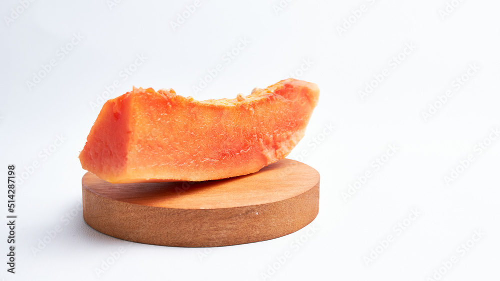 Close-up ripe papaya fruit isolated on white background Close-up ripe papaya fruit isolated on white background