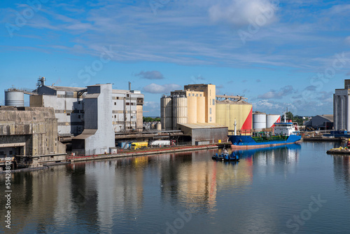 Grain silo in the port of Saint Nazaire in Brittany, France