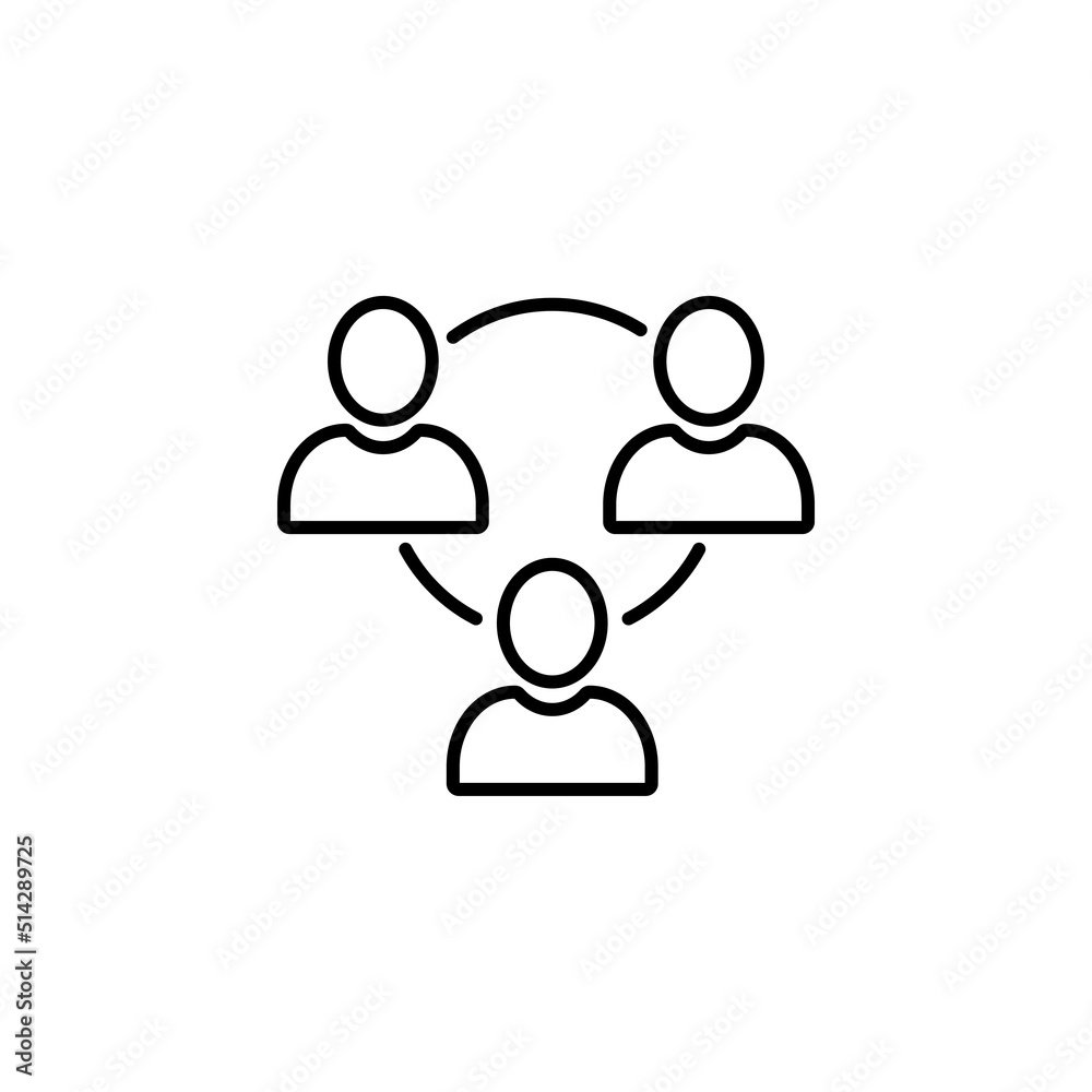 thin line teamwork or collaboration icon. flat linear trend modern communication logotype graphic art design isolated on white. concept of web conference or e-learning and business project discussion thin line teamwork or collaboration icon. flat linear trend modern communication logotype graphic art design isolated on white. concept of web conference or e-learning and business project discussion