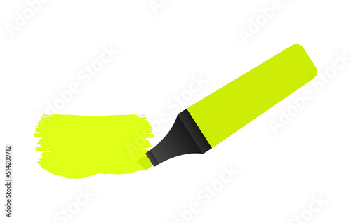 Highlighter pen marker set. School tools. Office supplies. Vector stock illustration.