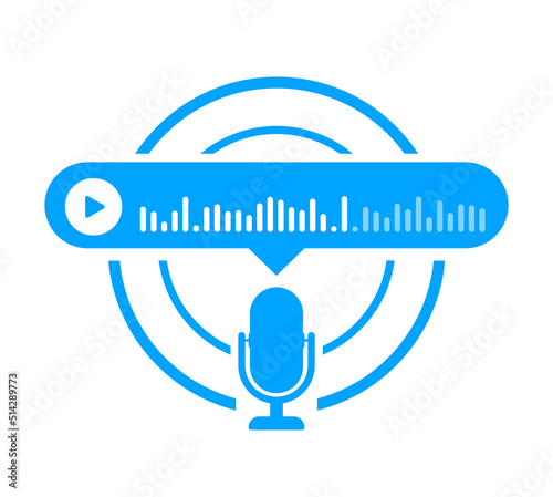 Voice, Record Audio message, speech bubble. Messenger chat screen. Vector stock illustration.