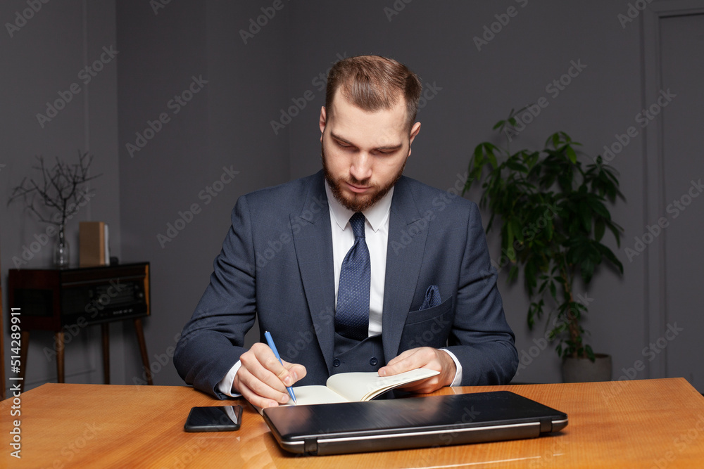 Busunessman write note. Concept business and people Busunessman write note. Concept business and people