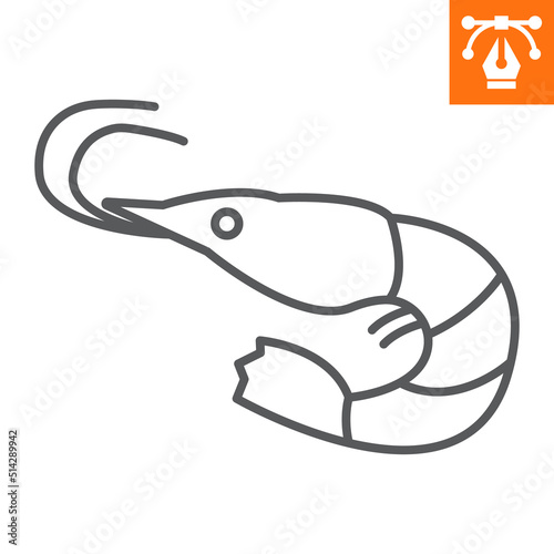 Shrimp line icon , outline style icon for web site or mobile app, food and saefood, prawn vector icon, simple vector illustration, vector graphics with editable strokes.