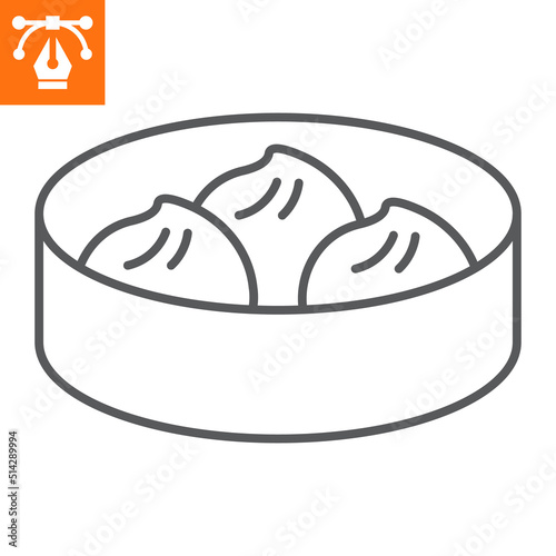 Dim sum line icon , outline style icon for web site or mobile app, asia and food, wonton vector icon, simple vector illustration, vector graphics with editable strokes.