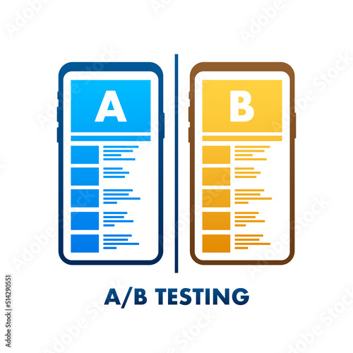 AB testing, split test. Bug Fixing, User Feedback. Homepage landing page template. Vector stock illustration.