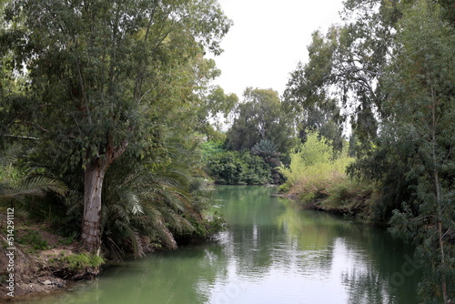 The Jordan River at the site of the baptism of Jesus Christ in Israel.